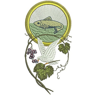 Matriz de matriz Matriz De Bordado Divino Uvas E Peixe